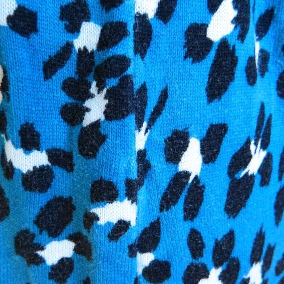 Betsey Johnson Blue Leopard Bow Sweater Dress L - Picture 3 of 8